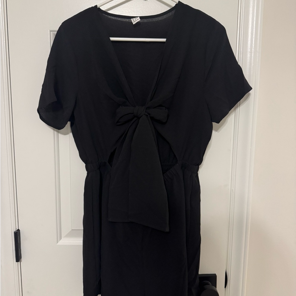 Black Tie-Front Romper